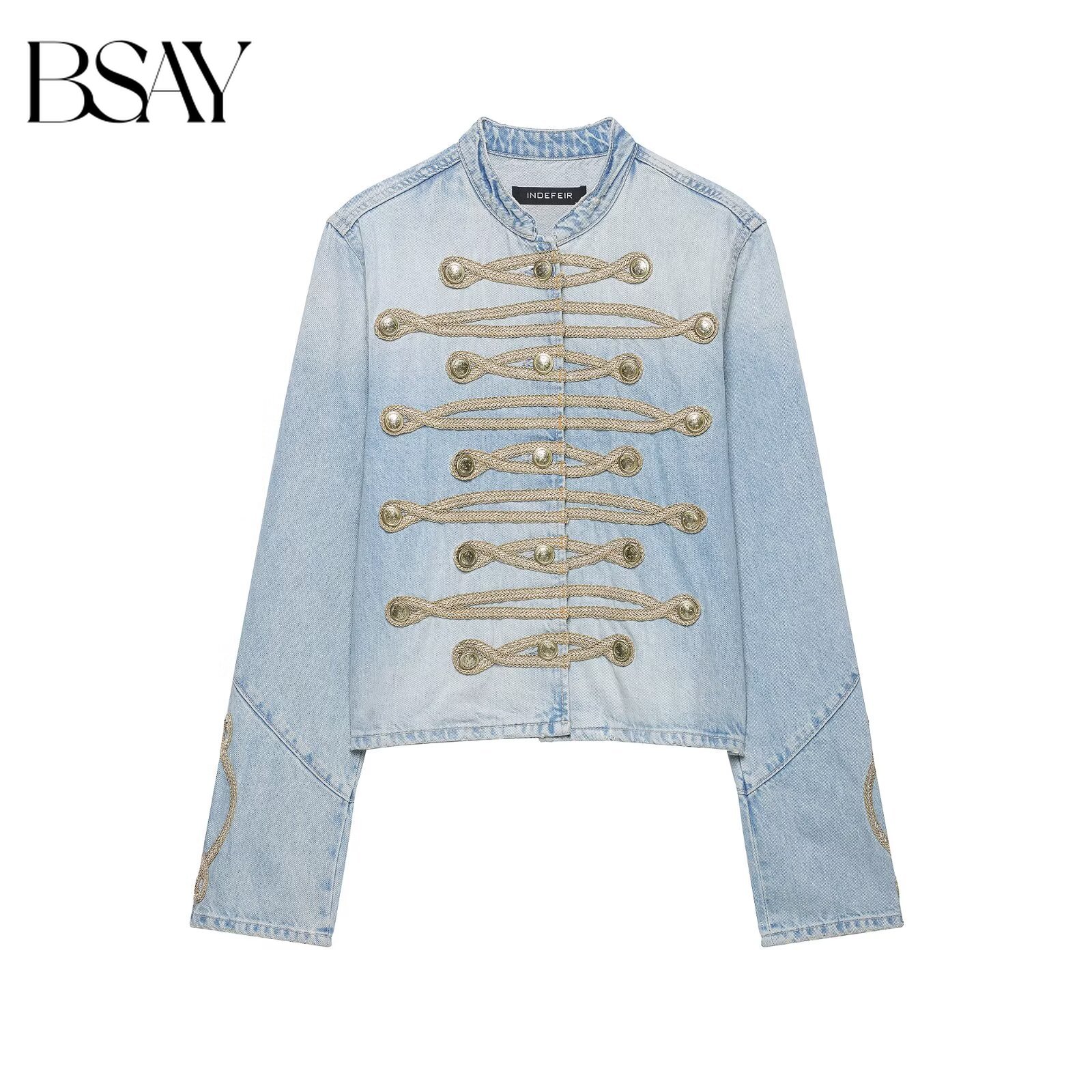 Women'S Fashion Denim Jacket - BSAY Autumn Women Military Style Denim