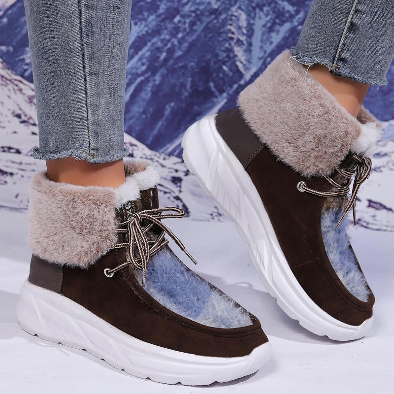 Fashion Faux Fur Lace Up Snow  - огляд і ціна Women'S Fashion Hiking Boots