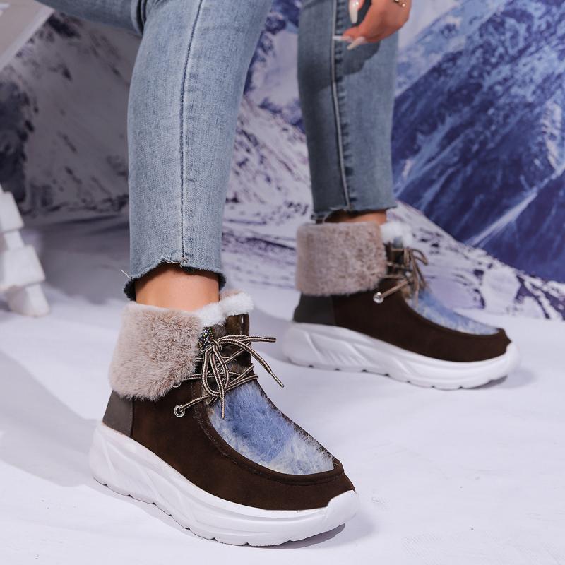 Fashion Faux Fur Lace Up Snow  - огляд і ціна Women'S Fashion Hiking Boots