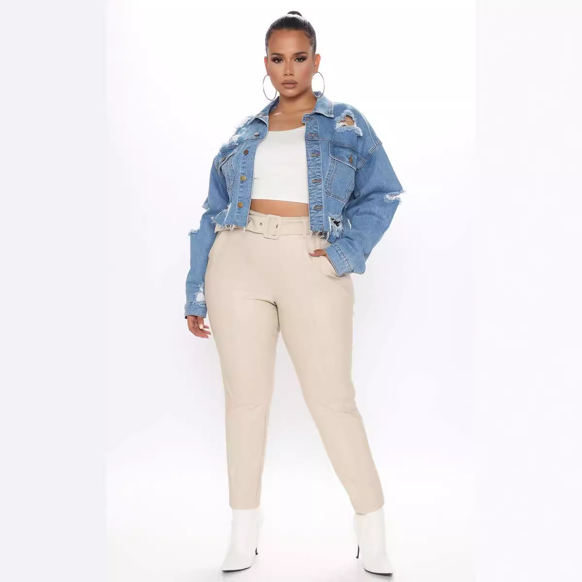 Washed Ripped Denim Short Jack - огляд і ціна Women'S Fashion Denim Jacket
