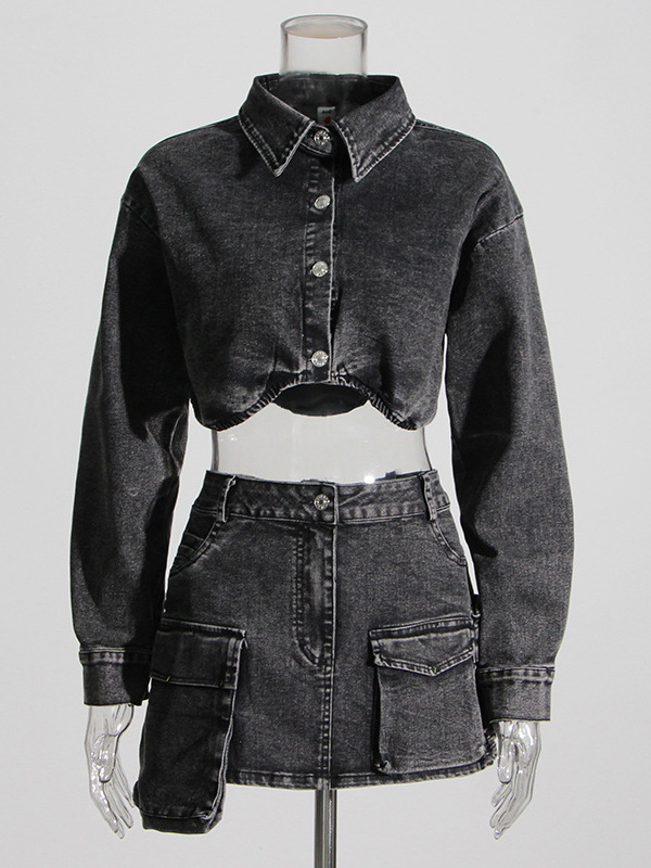  Smoke Grey Short Denim Jacket - огляд і ціна Women'S Fashion Utility Jacket