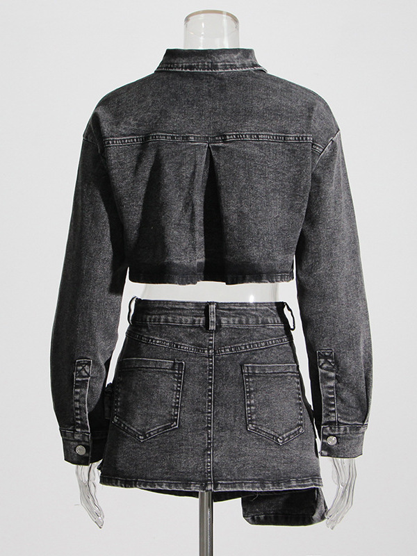  Smoke Grey Short Denim Jacket - огляд і ціна Women'S Fashion Utility Jacket