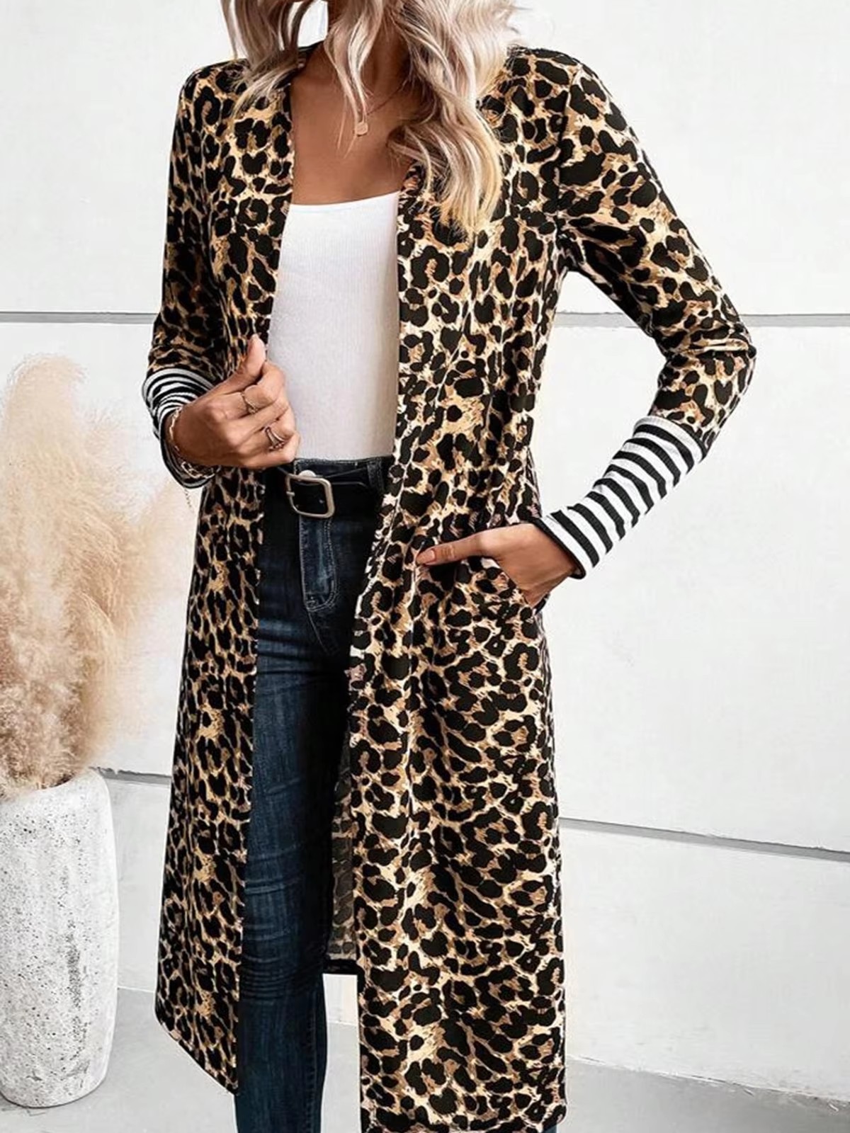 Plus Size Women Leopard Print  - огляд і ціна Kimono Cardigan Women