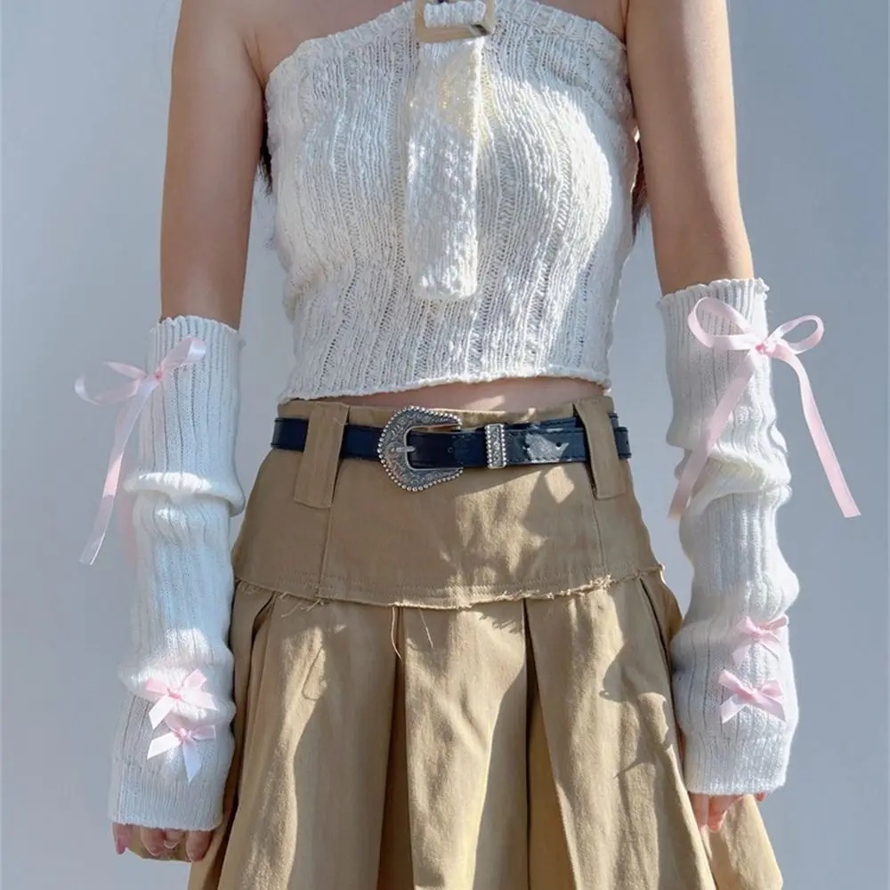 Streetwear Elastic Knitted Bow - огляд і ціна Women'S Fashion Gloves