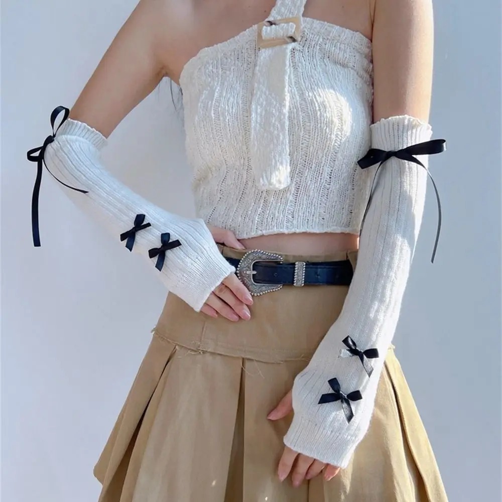 Streetwear Elastic Knitted Bow - огляд і ціна Women'S Fashion Gloves
