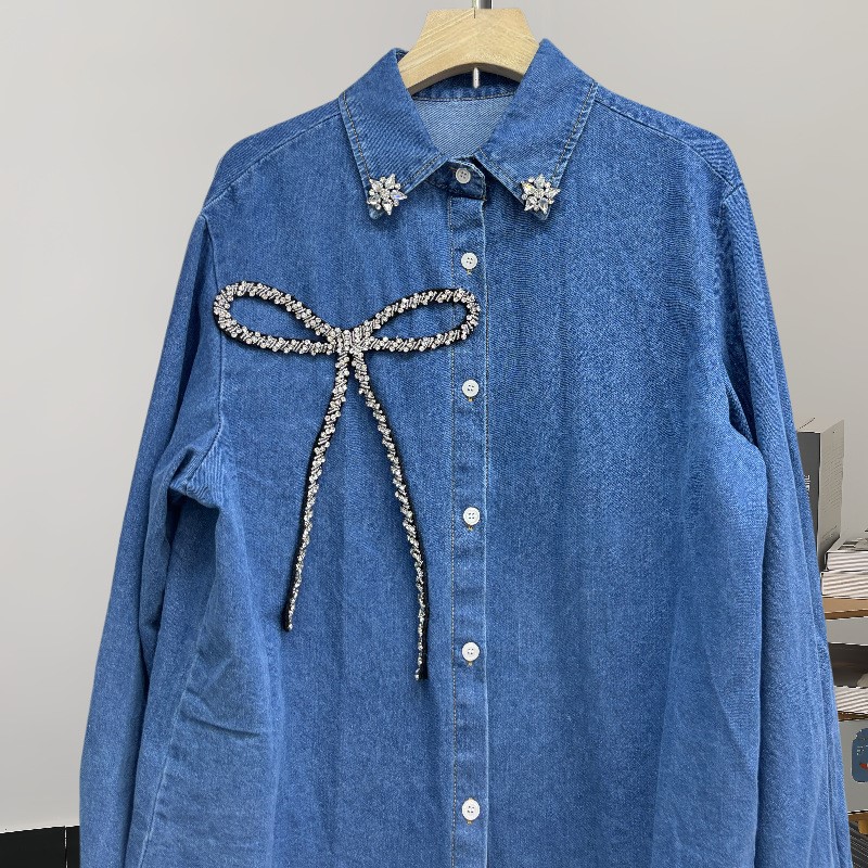 Fashion top rhinestone bow den - огляд і ціна Women'S Fashion Denim Jacket