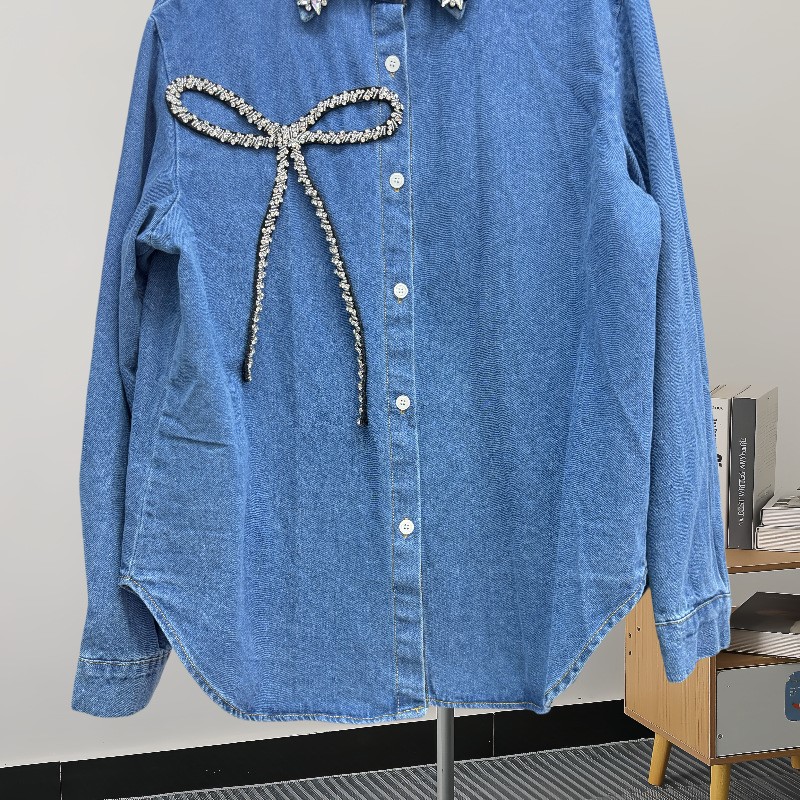 Fashion top rhinestone bow den - огляд і ціна Women'S Fashion Denim Jacket